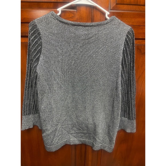 Kim Rogers Sparkly Grey Sweater Size Medium Stretch - Picture 4 of 5